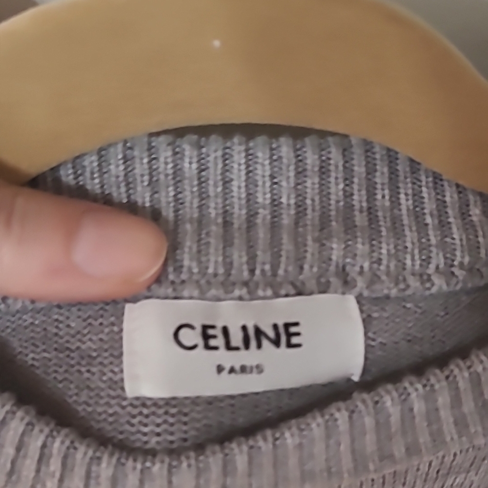 Celine Gray and White Crew Neck Sweater - Picture 2 of 3